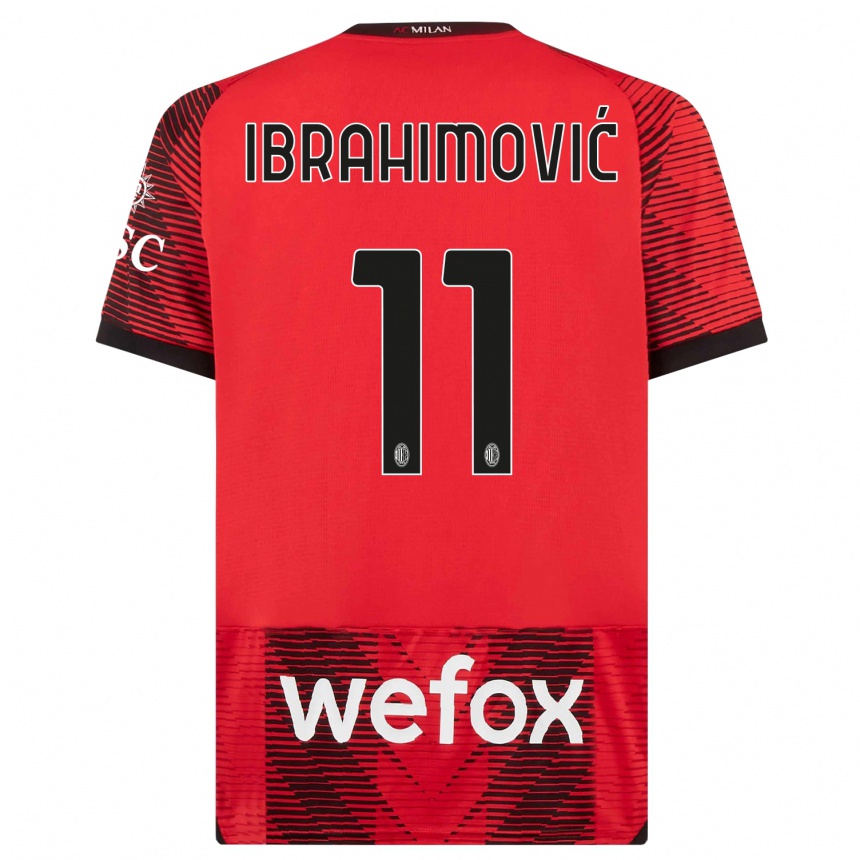 レディースフットボールズラタン・イブラヒモビッチ#11赤、黒ホームシャツ2023/24ジャージーユニフォーム