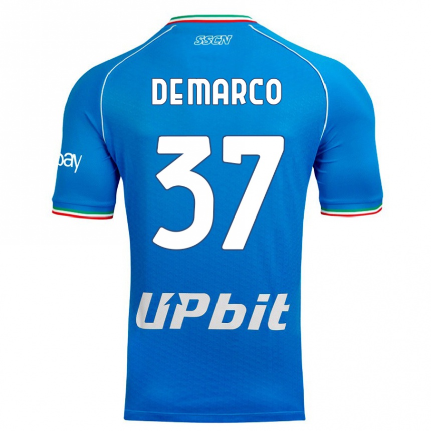 レディースフットボールフランチェスコ・デ・マルコ#37空色ホームシャツ2023/24ジャージーユニフォーム