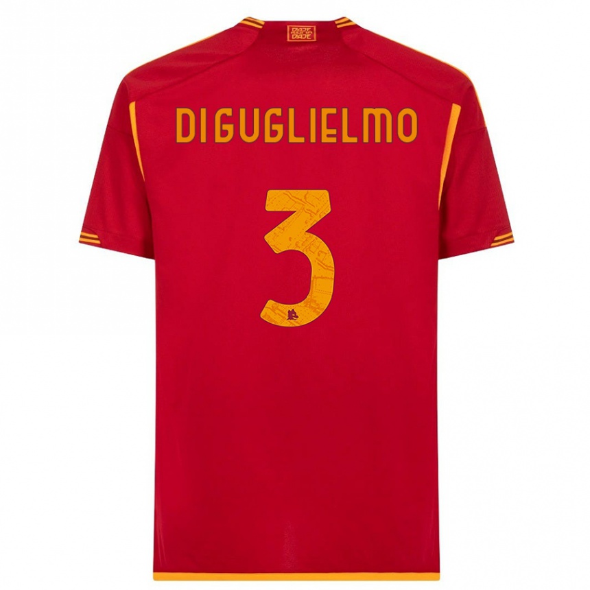 レディースフットボールルチア・ディ・グリエルモ#3赤ホームシャツ2023/24ジャージーユニフォーム