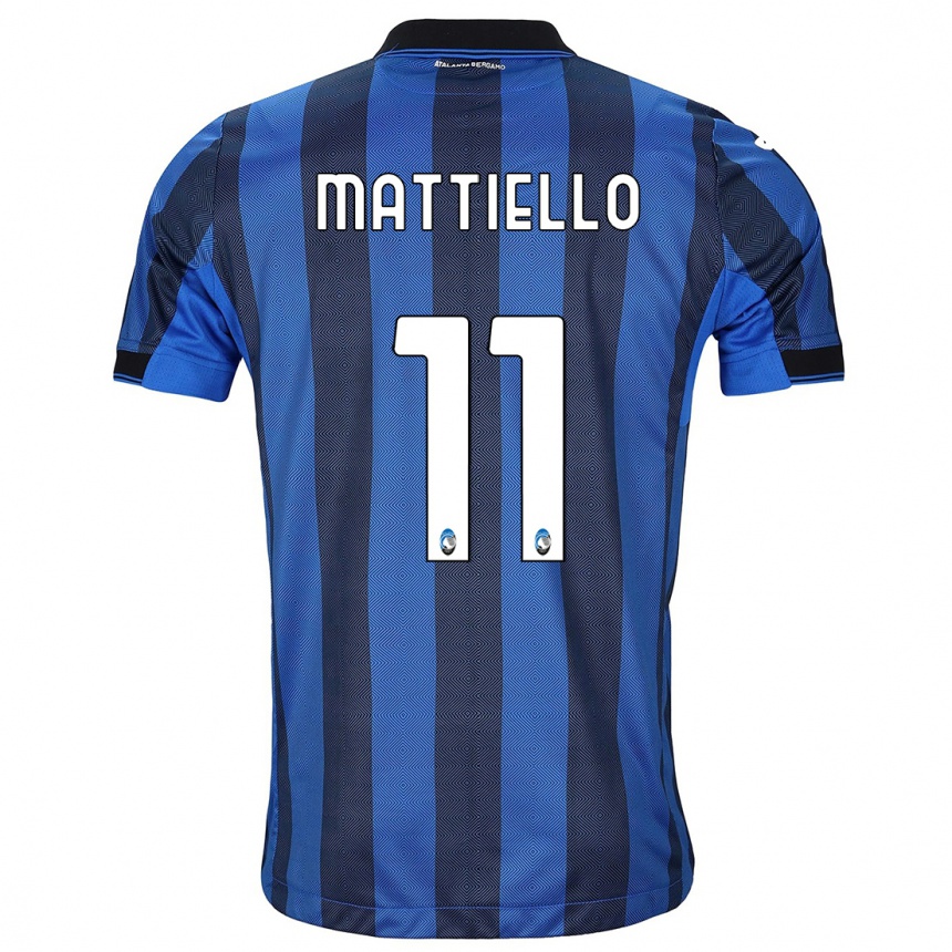レディースフットボールフェデリコ・マッティエッロ#11ブラックブルーホームシャツ2023/24ジャージーユニフォーム