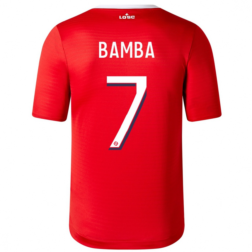レディースフットボールジョナタン・バンバ#7赤ホームシャツ2023/24ジャージーユニフォーム