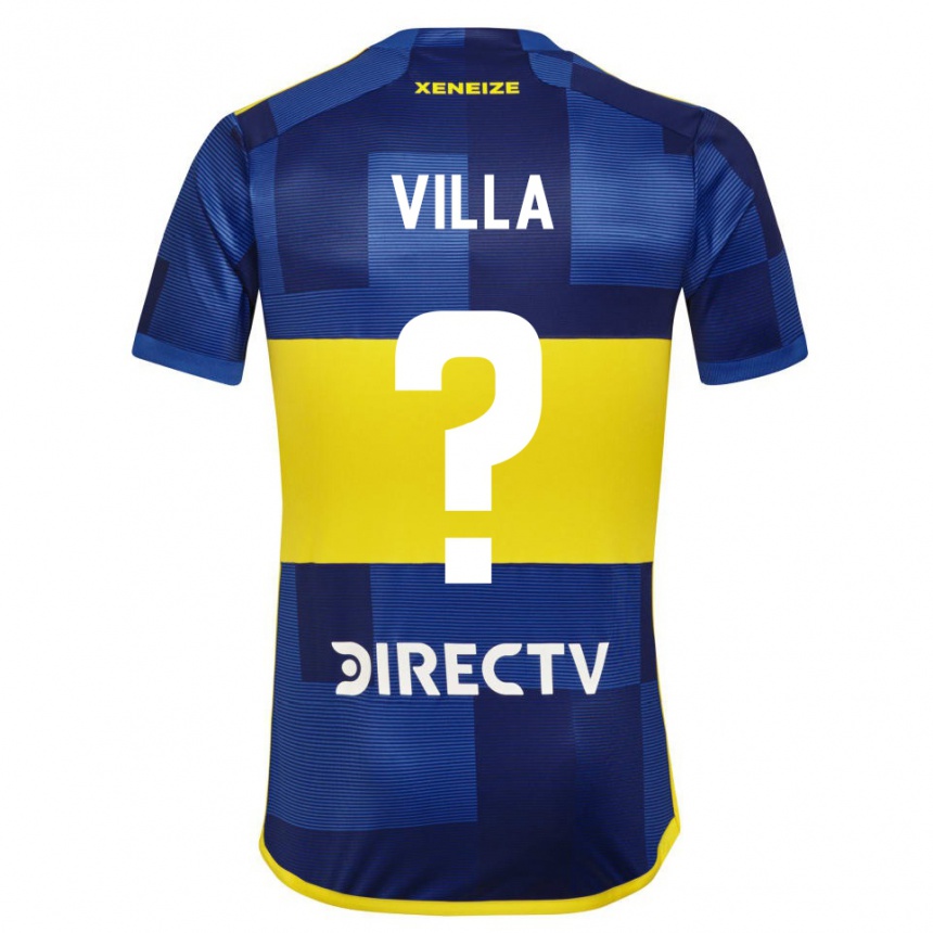 レディースフットボールセバスティアン・ビジャ#0濃い青 黄色ホームシャツ2023/24ジャージーユニフォーム