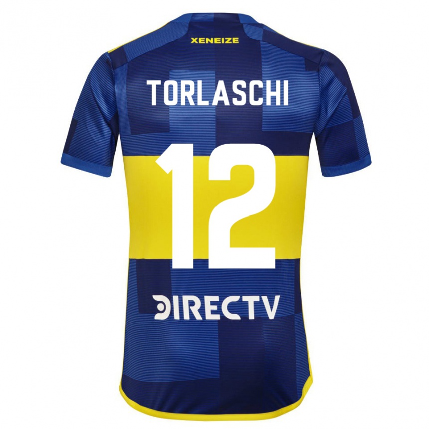 レディースフットボールルーカス・トルラスキ#12濃い青 黄色ホームシャツ2023/24ジャージーユニフォーム