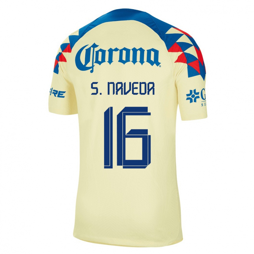 レディースフットボールサンティアゴ・ナベダ#16黄色ホームシャツ2023/24ジャージーユニフォーム