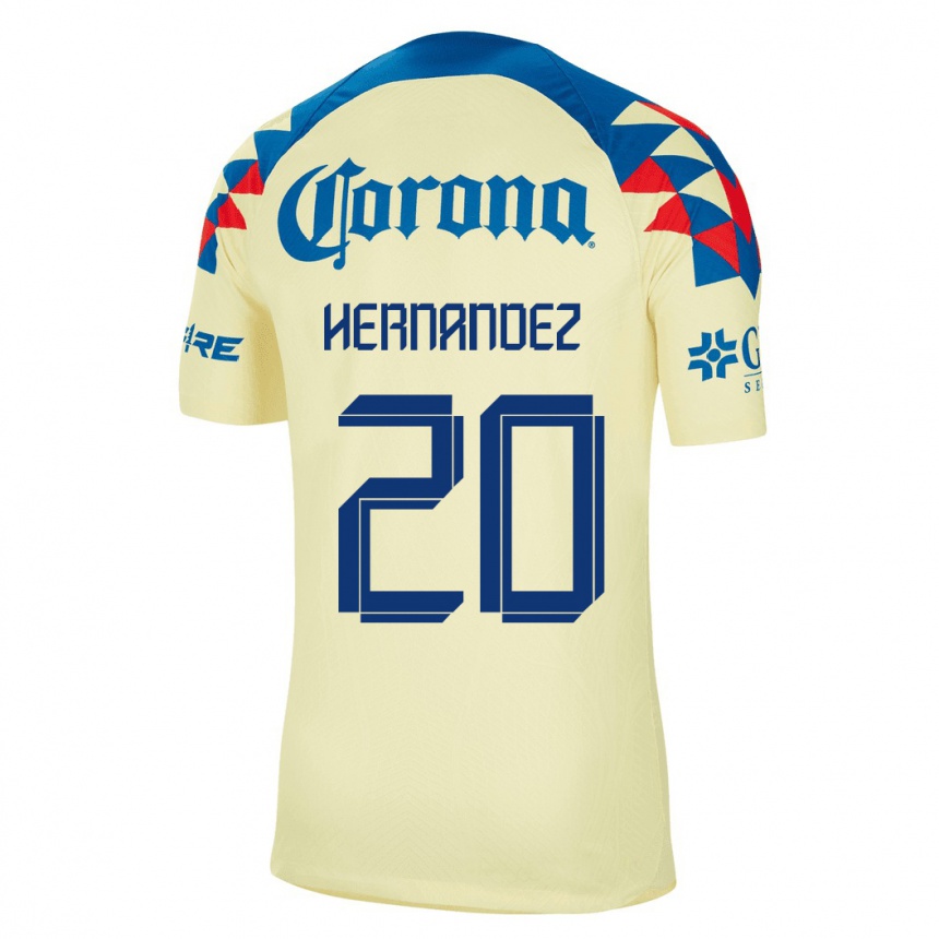 レディースフットボールニッキー・ヘルナンデス#20黄色ホームシャツ2023/24ジャージーユニフォーム