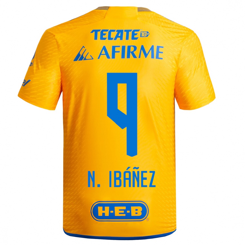 レディースフットボールニコラス・イバニェス#9黄色ホームシャツ2023/24ジャージーユニフォーム