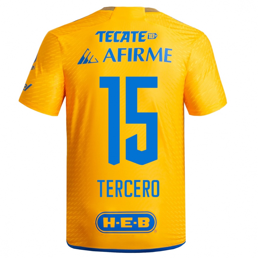 レディースフットボールエドゥアルド・テルセロ#15黄色ホームシャツ2023/24ジャージーユニフォーム