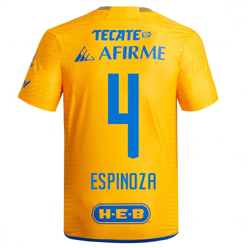 レディースフットボールグレタ・エスピノサ#4黄色ホームシャツ2023/24ジャージーユニフォーム