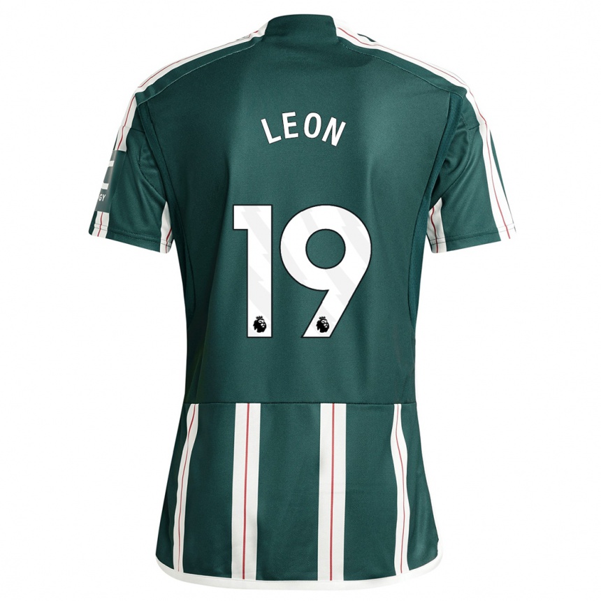 レディースフットボールアドリアナ・レオン#19濃い緑色アウェイシャツ2023/24ジャージーユニフォーム