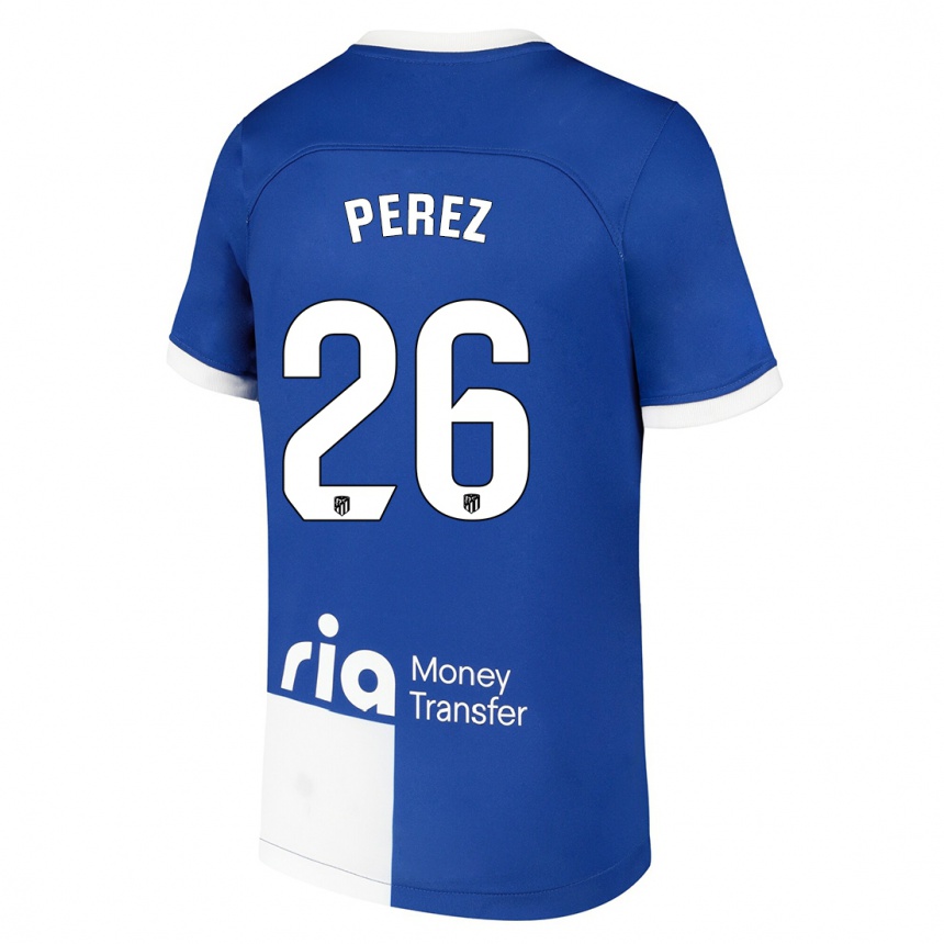 レディースフットボールゼニア・ペレス#26ブルーホワイトアウェイシャツ2023/24ジャージーユニフォーム