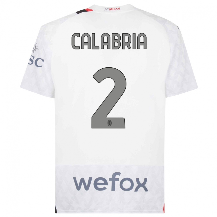 レディースフットボールダヴィデ・カラブリア#2白アウェイシャツ2023/24ジャージーユニフォーム