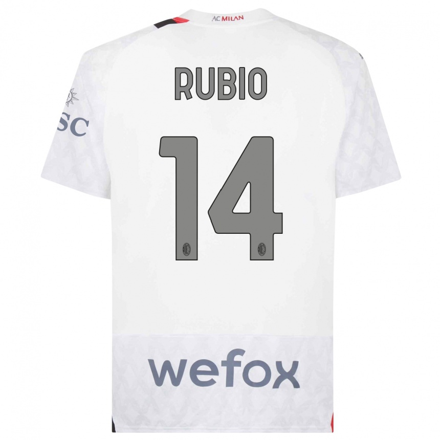 レディースフットボールシルビア・ルビオ#14白アウェイシャツ2023/24ジャージーユニフォーム