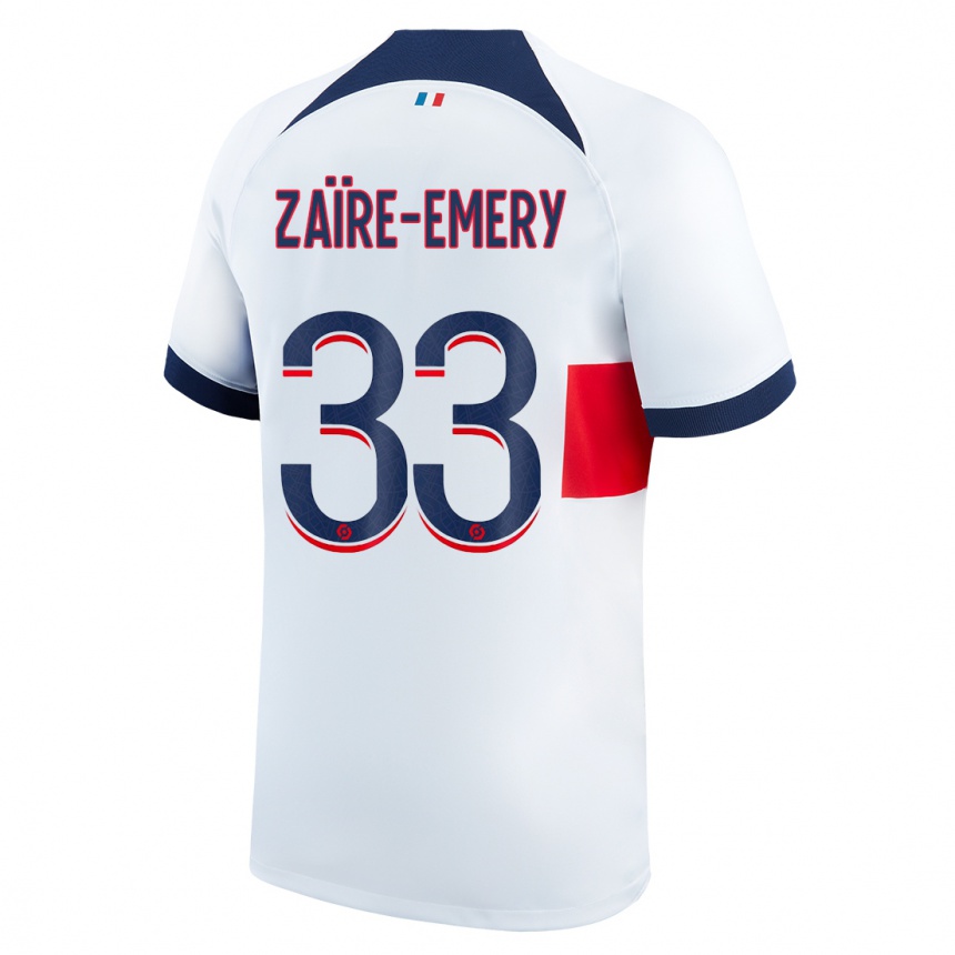 レディースフットボールウォーレン・ザイール・エメリ#33白アウェイシャツ2023/24ジャージーユニフォーム