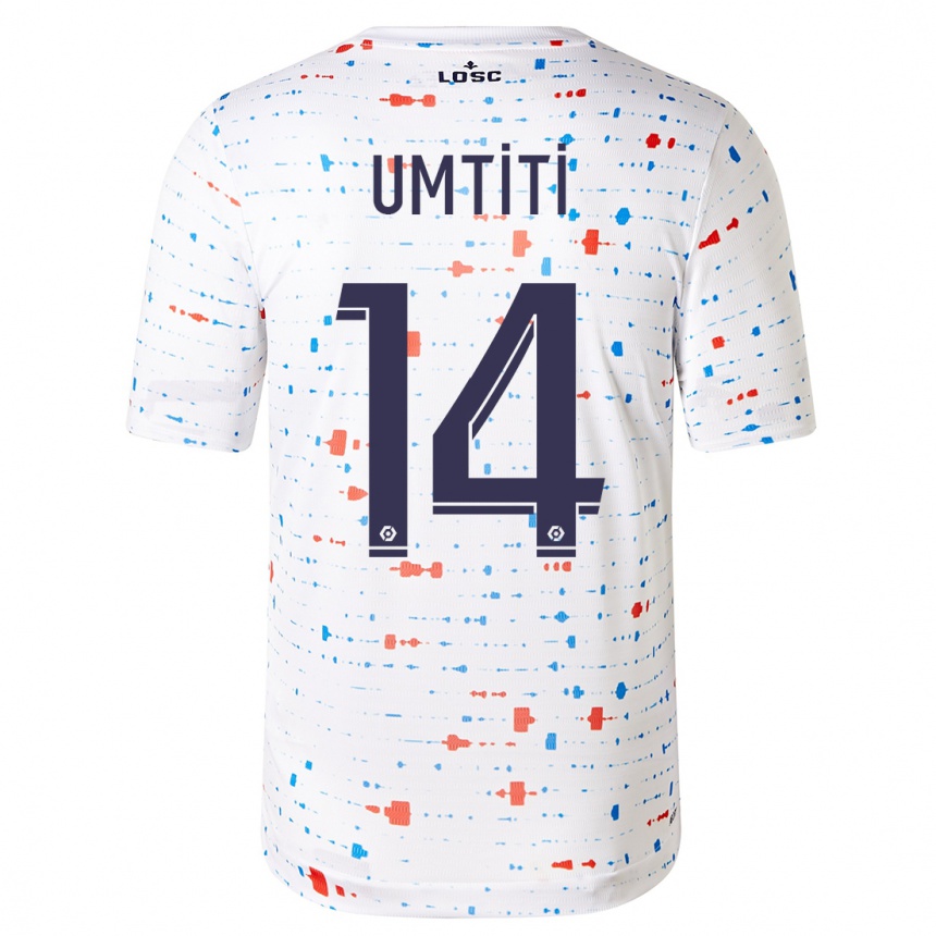レディースフットボールサミュエル・ユムティティ#14白アウェイシャツ2023/24ジャージーユニフォーム