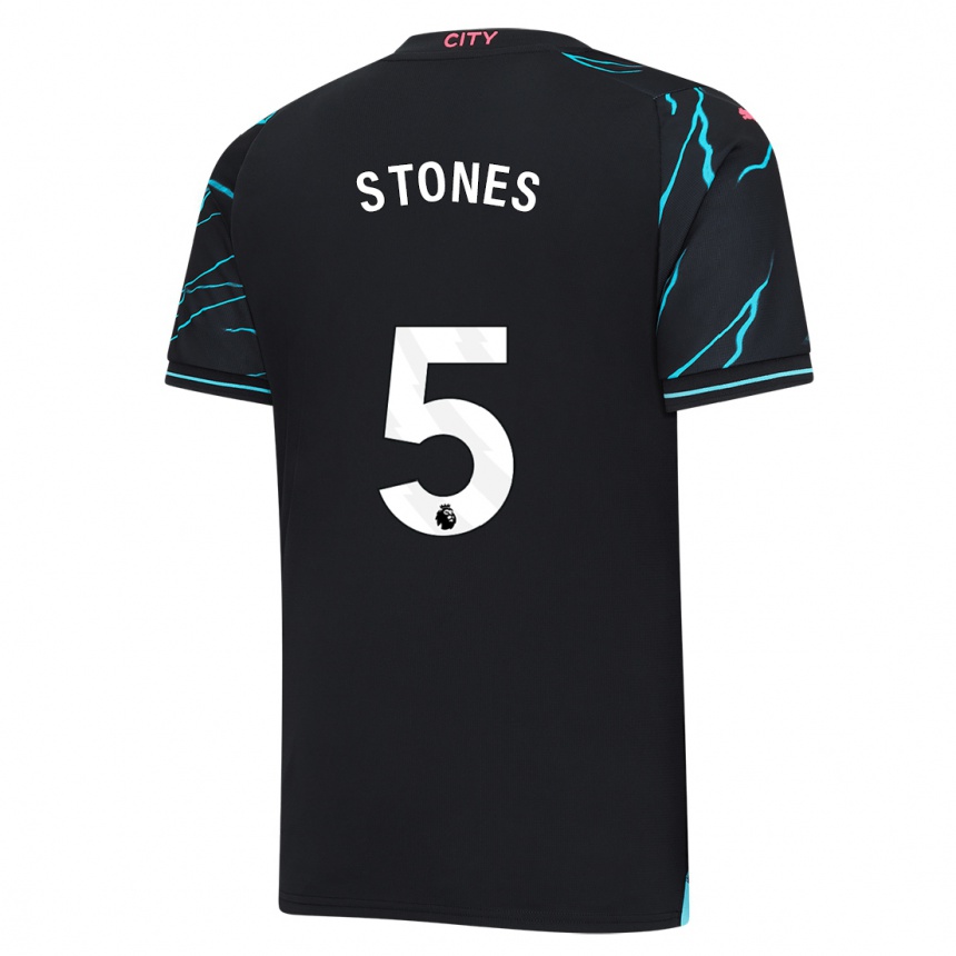レディースフットボールジョン・ストーンズ#5濃紺サードユニフォームシャツ2023/24ジャージーユニフォーム