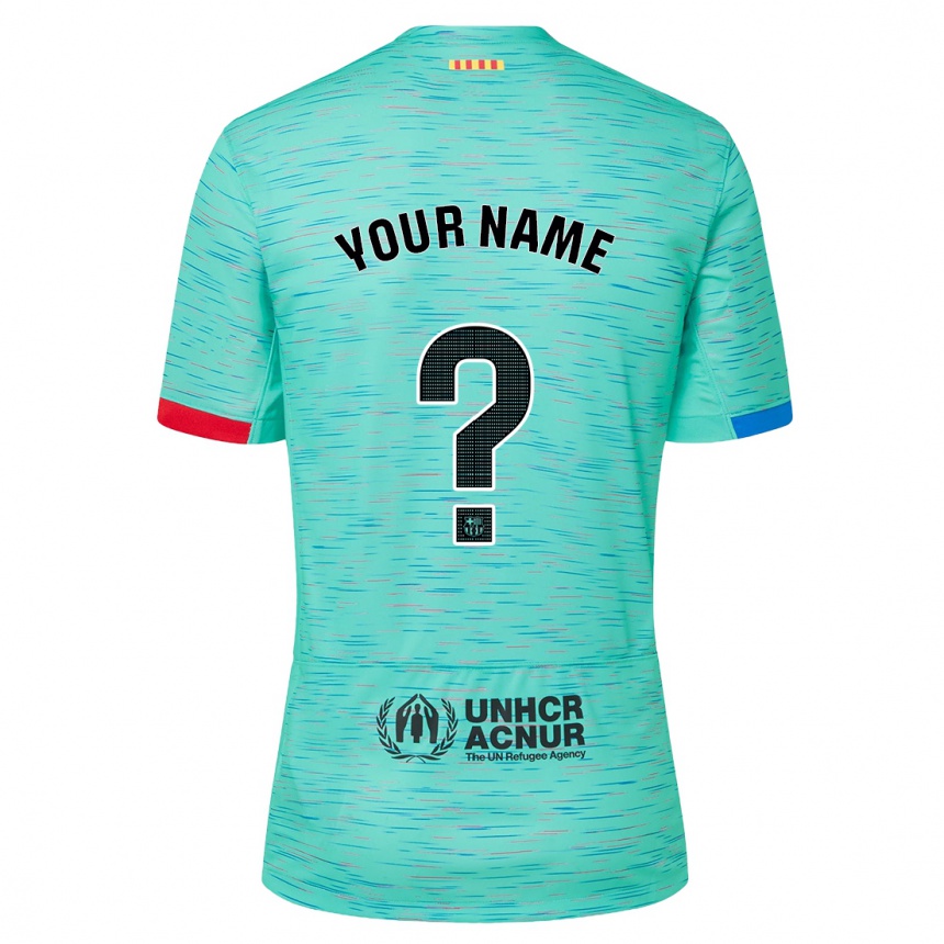 レディースフットボールあなたの名前#0ライトアクアサードユニフォームシャツ2023/24ジャージーユニフォーム