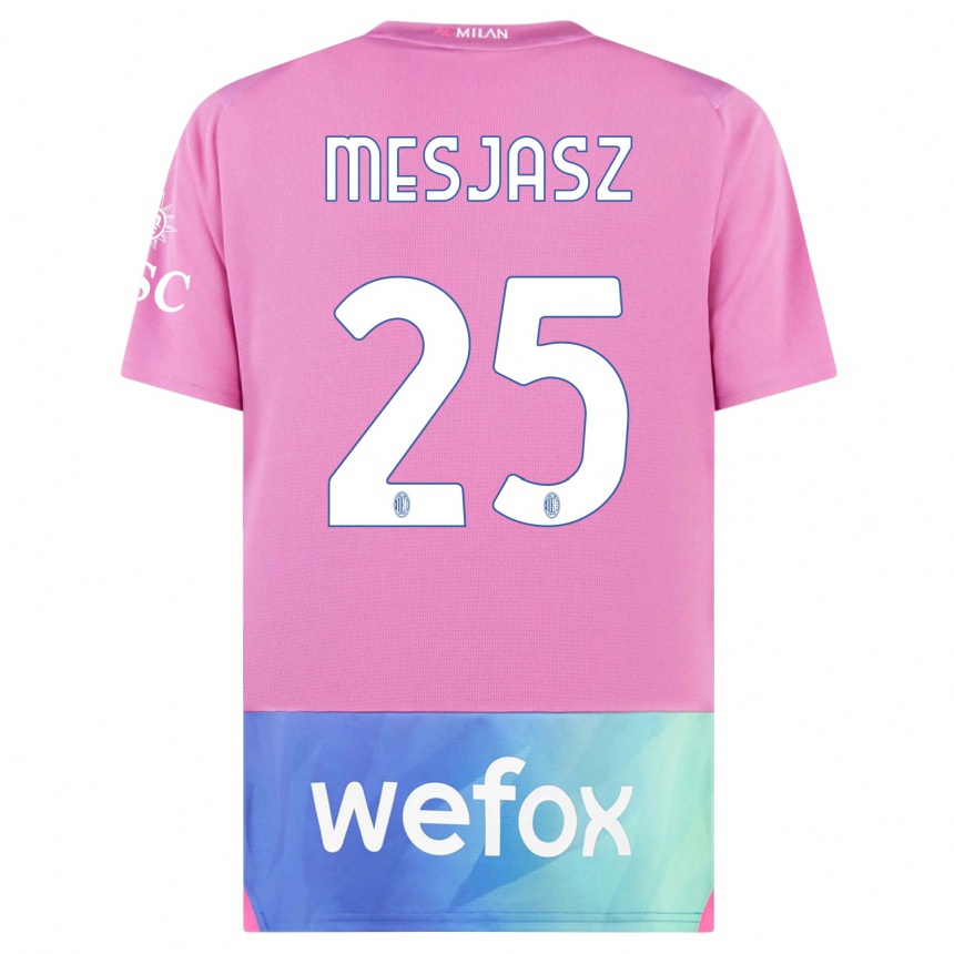 レディースフットボールMałgorzata Mesjasz#25ピンクパープルサードユニフォームシャツ2023/24ジャージーユニフォーム