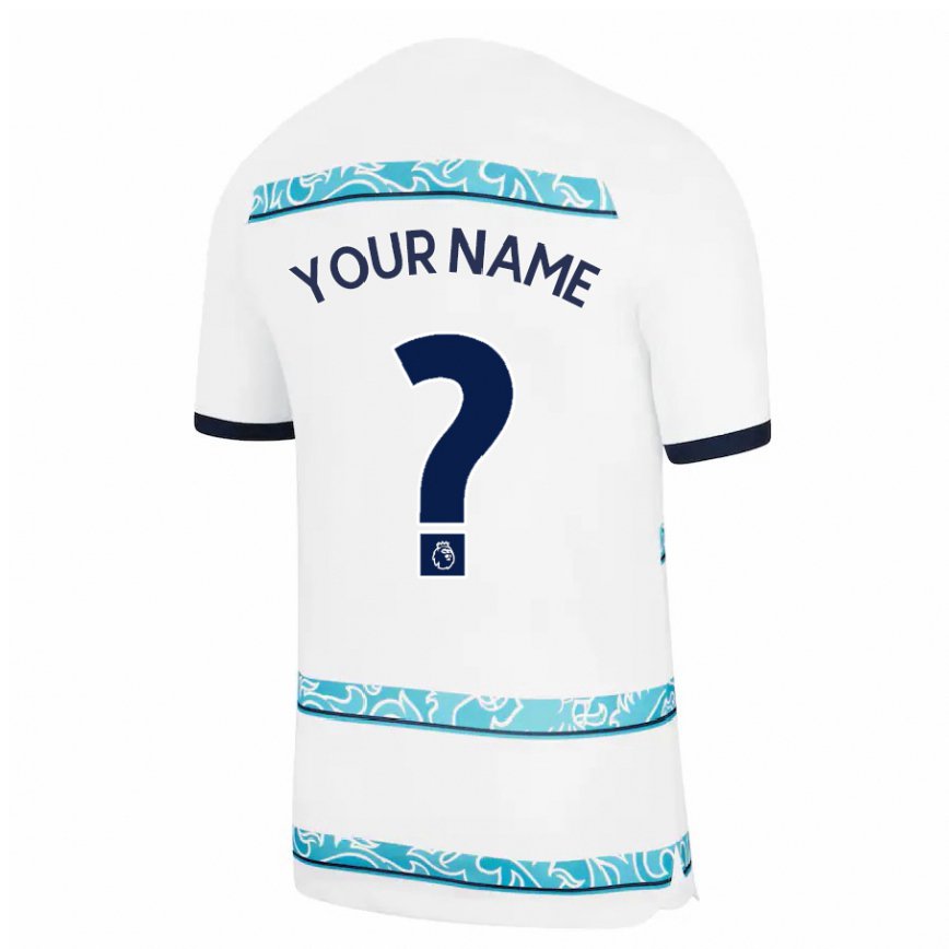 キッズフットボールあなたの名前#0ホワイトライトブルーサードユニフォームシャツ2022/23ジャージーユニフォーム