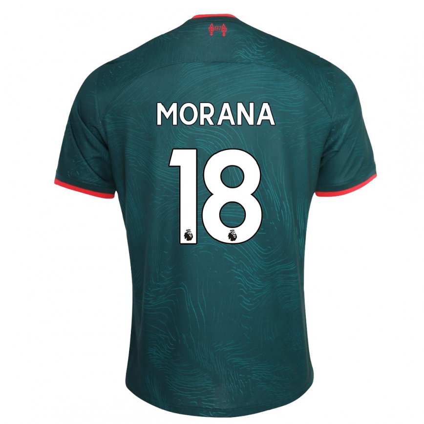 キッズフットボールネイサンモラン#18濃い緑色サードユニフォームシャツ2022/23ジャージーユニフォーム