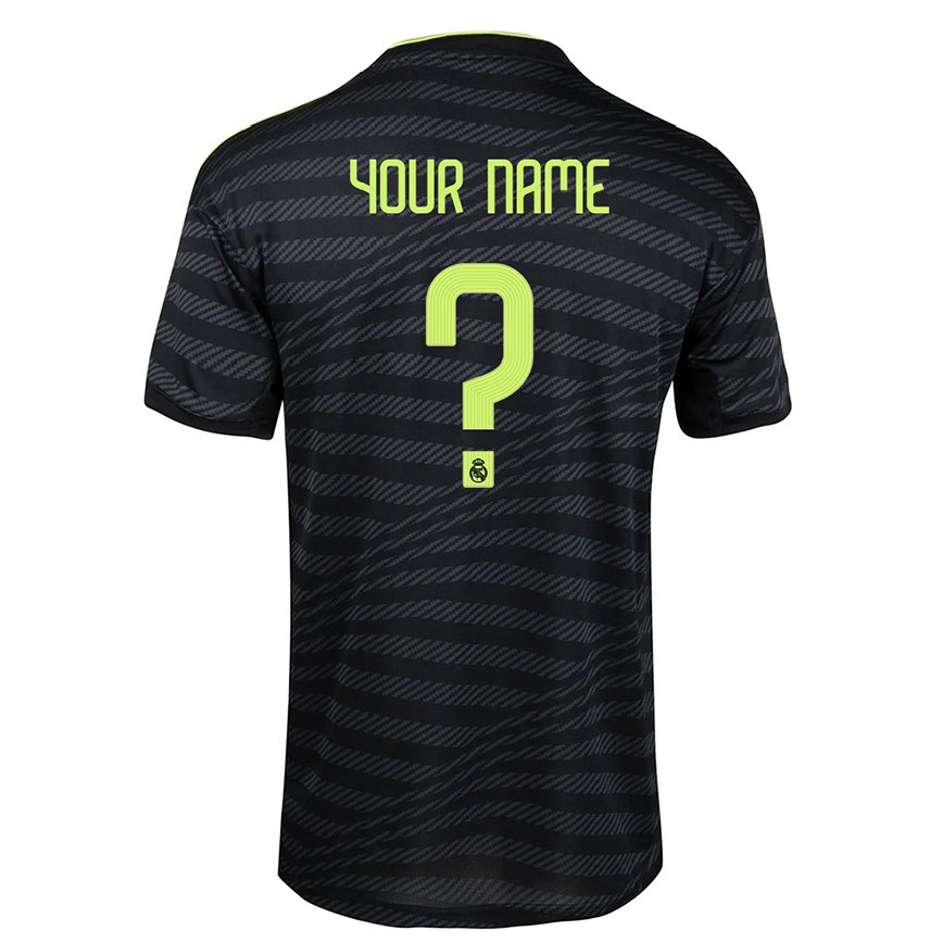 キッズフットボールあなたの名前#0ブラック ダークグレーサードユニフォームシャツ2022/23ジャージーユニフォーム