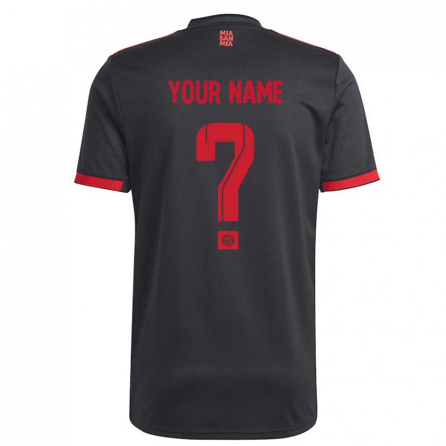 キッズフットボールあなたの名前#0黒と赤サードユニフォームシャツ2022/23ジャージーユニフォーム