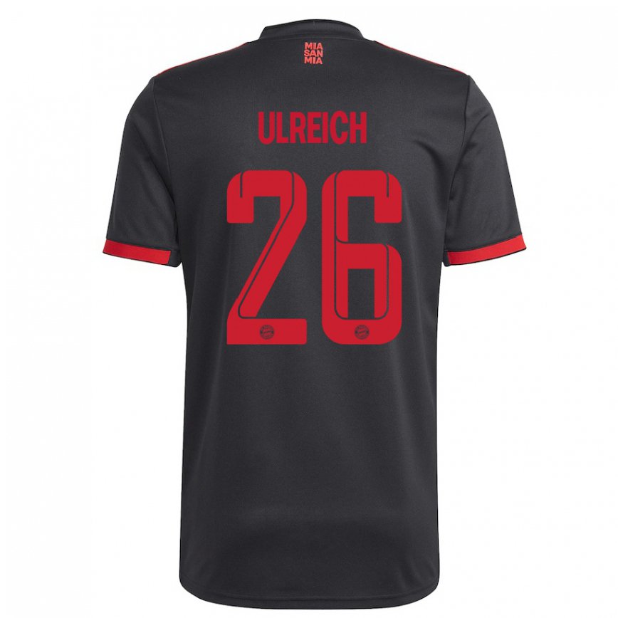 キッズフットボールスヴェン・ウルライヒ#26黒と赤サードユニフォームシャツ2022/23ジャージーユニフォーム