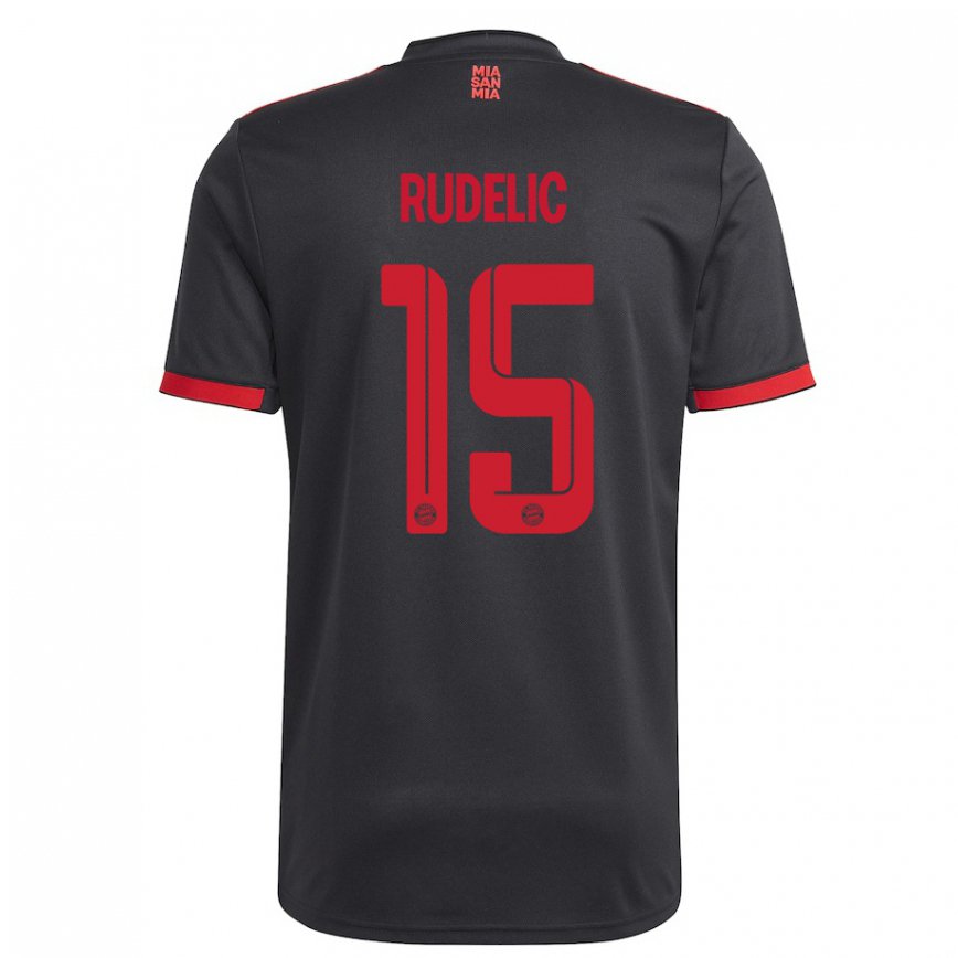 キッズフットボールイヴァナ・ルデリック#15黒と赤サードユニフォームシャツ2022/23ジャージーユニフォーム