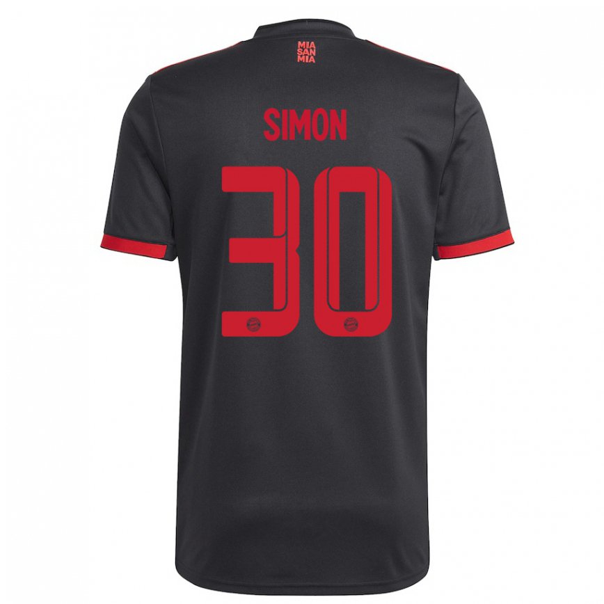 キッズフットボールカロリン・サイモン#30黒と赤サードユニフォームシャツ2022/23ジャージーユニフォーム