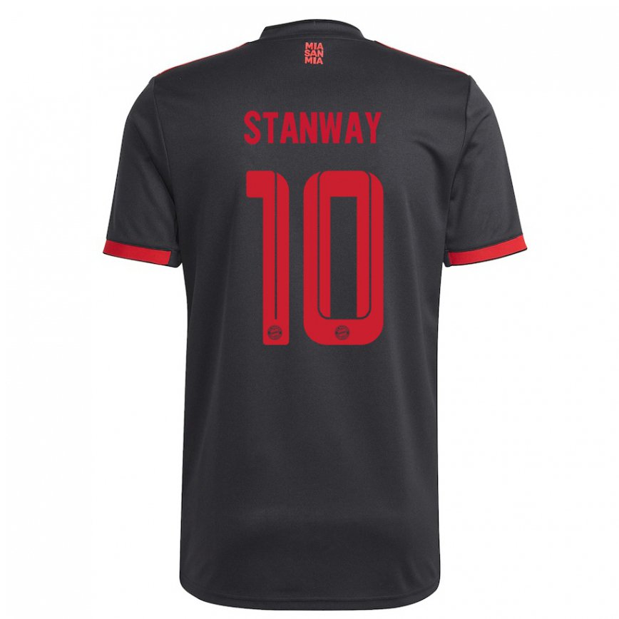 キッズフットボールジョージア・スタンウェー#10黒と赤サードユニフォームシャツ2022/23ジャージーユニフォーム