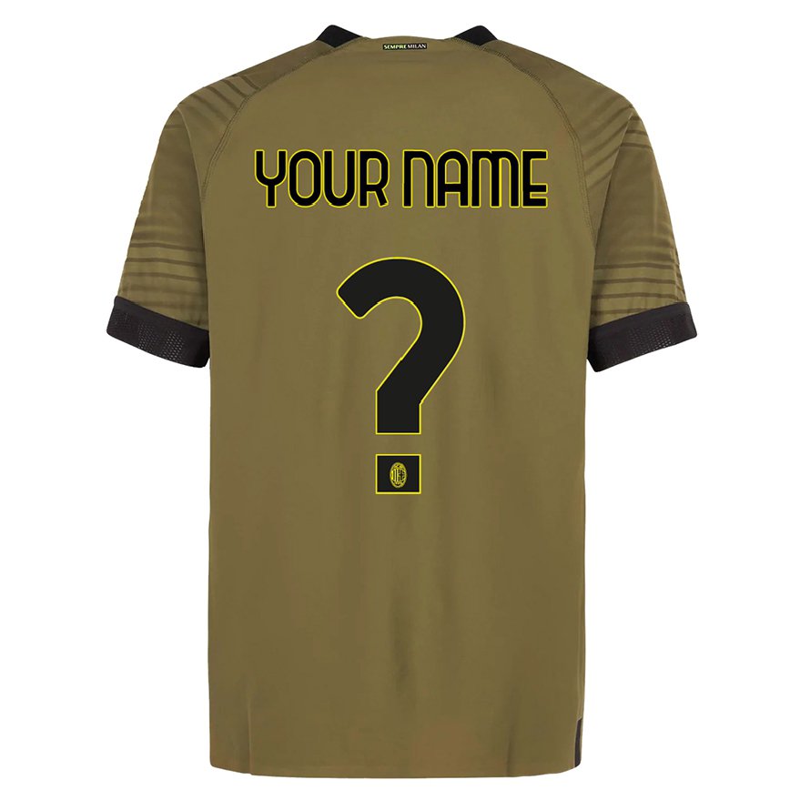 キッズフットボールあなたの名前#0濃い緑色黒サードユニフォームシャツ2022/23ジャージーユニフォーム
