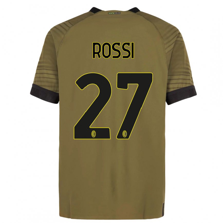 キッズフットボールレオナルド・ロッシ#27濃い緑色黒サードユニフォームシャツ2022/23ジャージーユニフォーム