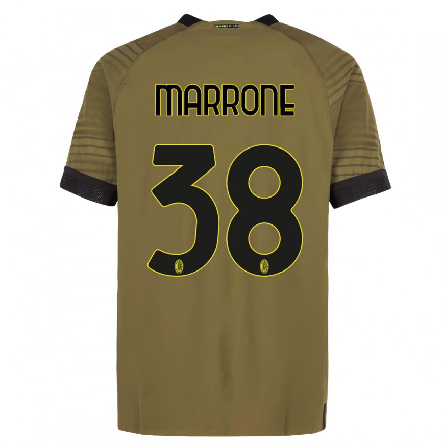 キッズフットボールフェデリコ・マッローネ#38濃い緑色黒サードユニフォームシャツ2022/23ジャージーユニフォーム