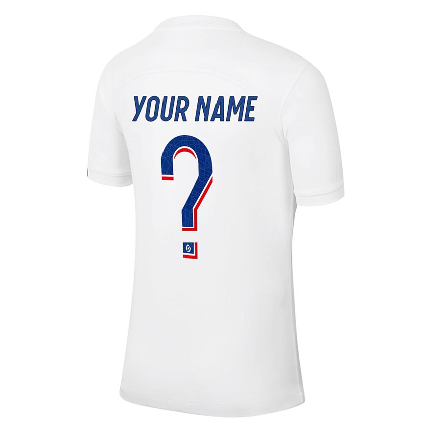 キッズフットボールあなたの名前#0ホワイト ブルーサードユニフォームシャツ2022/23ジャージーユニフォーム