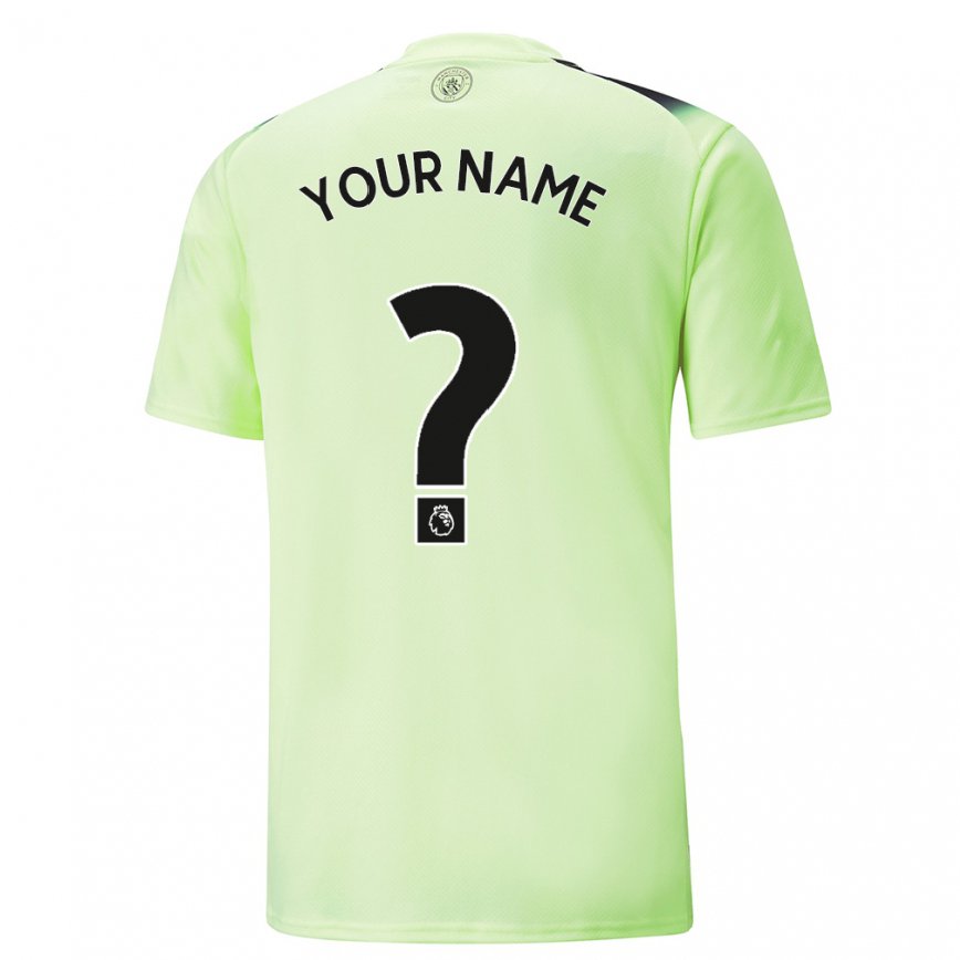キッズフットボールあなたの名前#0グリーン ダークグレーサードユニフォームシャツ2022/23ジャージーユニフォーム