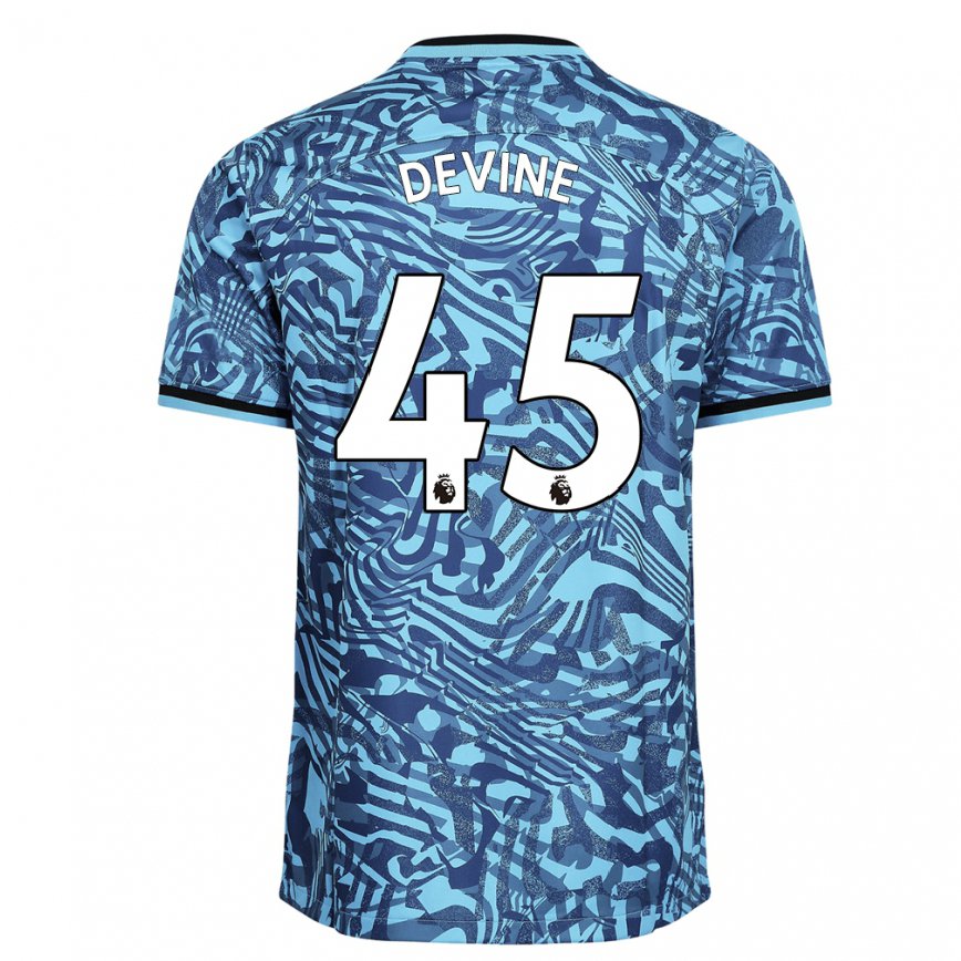 キッズフットボールアルフィー・ディヴァイン#45ブルーダークブルーサードユニフォームシャツ2022/23ジャージーユニフォーム