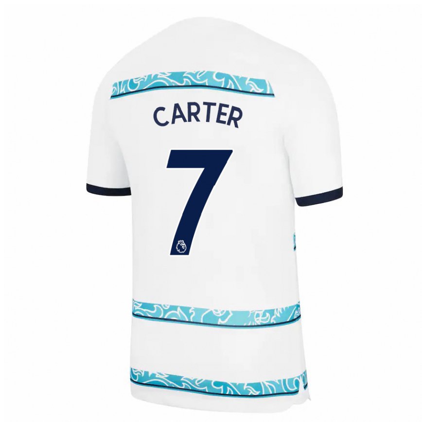 メンズフットボールジェス・カーター#7ホワイトライトブルーサードユニフォームシャツ2022/23ジャージーユニフォーム