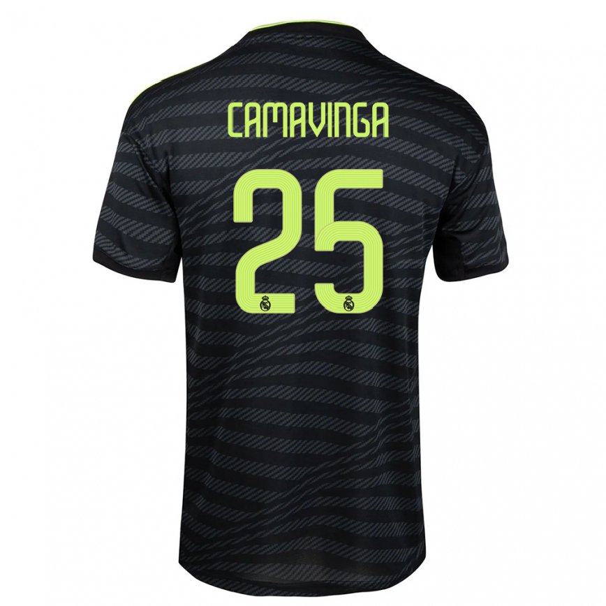 メンズフットボールエドゥアルド・カマヴィンガ#25ブラック ダークグレーサードユニフォームシャツ2022/23ジャージーユニフォーム