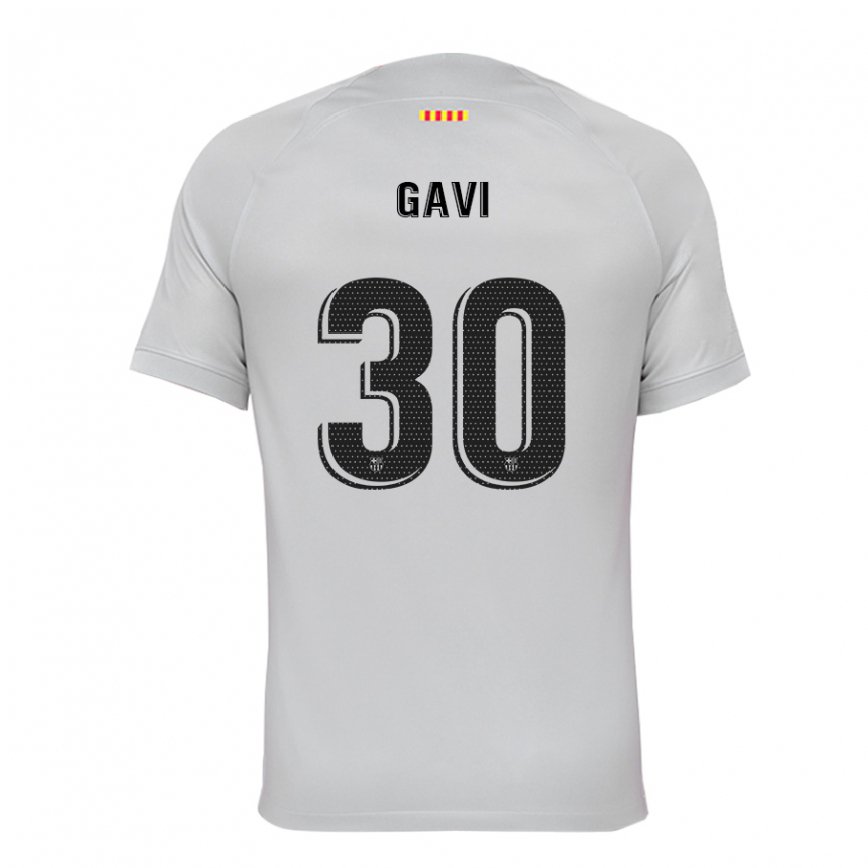 メンズフットボールガヴィ#30グレー レッド ブルーサードユニフォームシャツ2022/23ジャージーユニフォーム