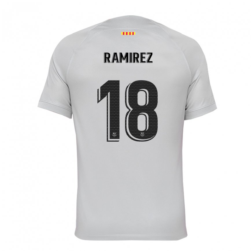 メンズフットボールエマ・ラミレス#18グレー レッド ブルーサードユニフォームシャツ2022/23ジャージーユニフォーム