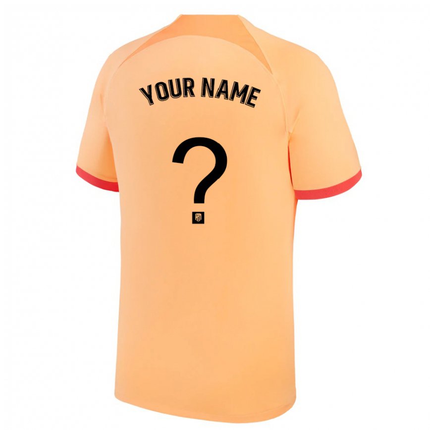 メンズフットボールあなたの名前#0ライトオレンジサードユニフォームシャツ2022/23ジャージーユニフォーム