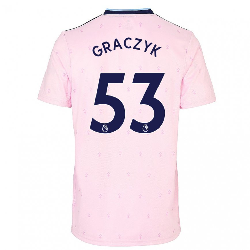 メンズフットボールヒューバート・グラチィク#53ピンク ネイビー ブルーサードユニフォームシャツ2022/23ジャージーユニフォーム