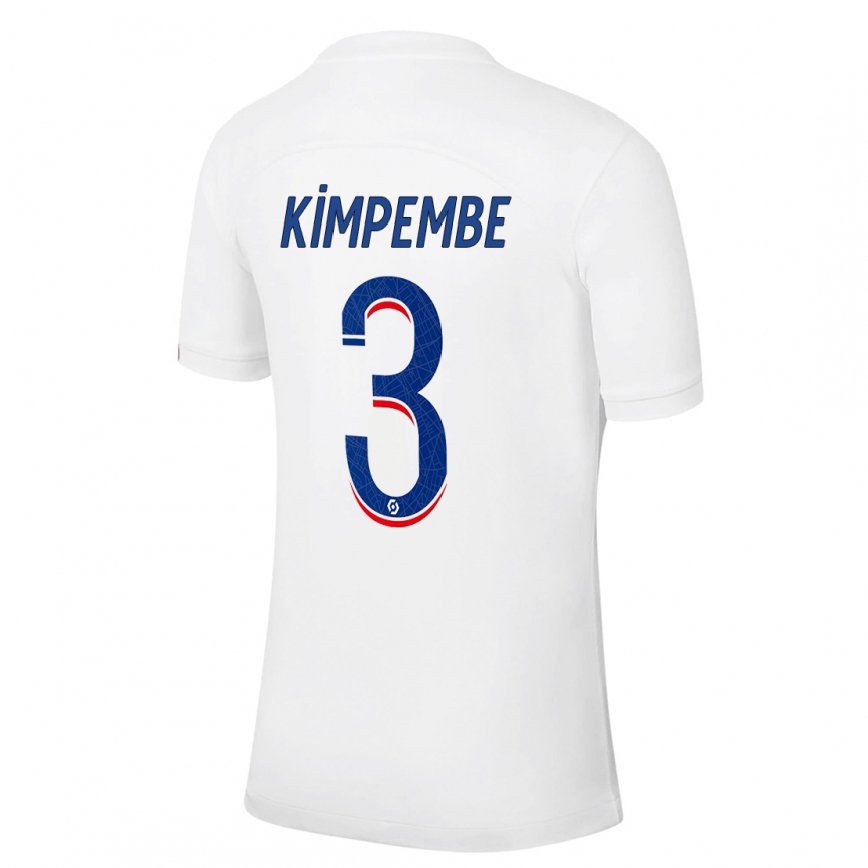 メンズフットボールプレスネル・キンペンベ#3ホワイト ブルーサードユニフォームシャツ2022/23ジャージーユニフォーム