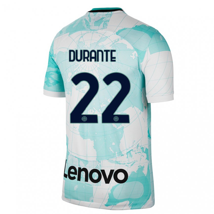 レディースフットボールフランチェスカ・ドゥランテ#22ライトグリーン白サードユニフォームシャツ2022/23ジャージーユニフォーム