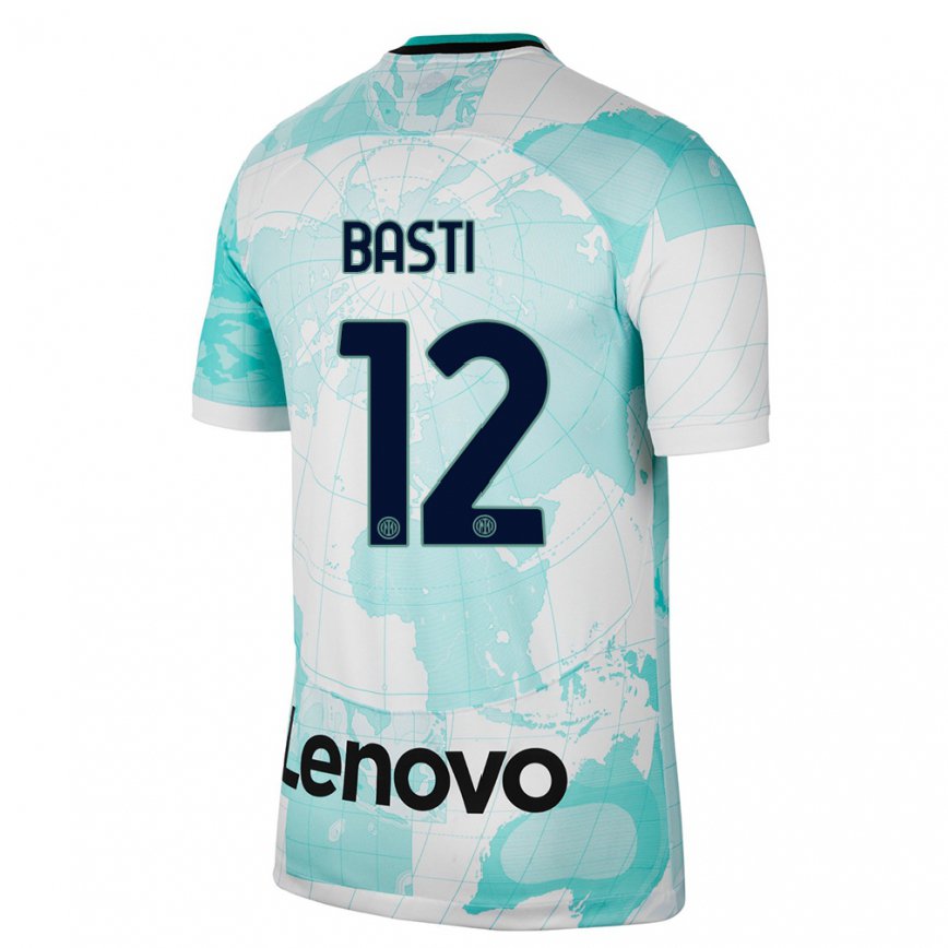 レディースフットボールマッテオ・バスティ#12ライトグリーン白サードユニフォームシャツ2022/23ジャージーユニフォーム