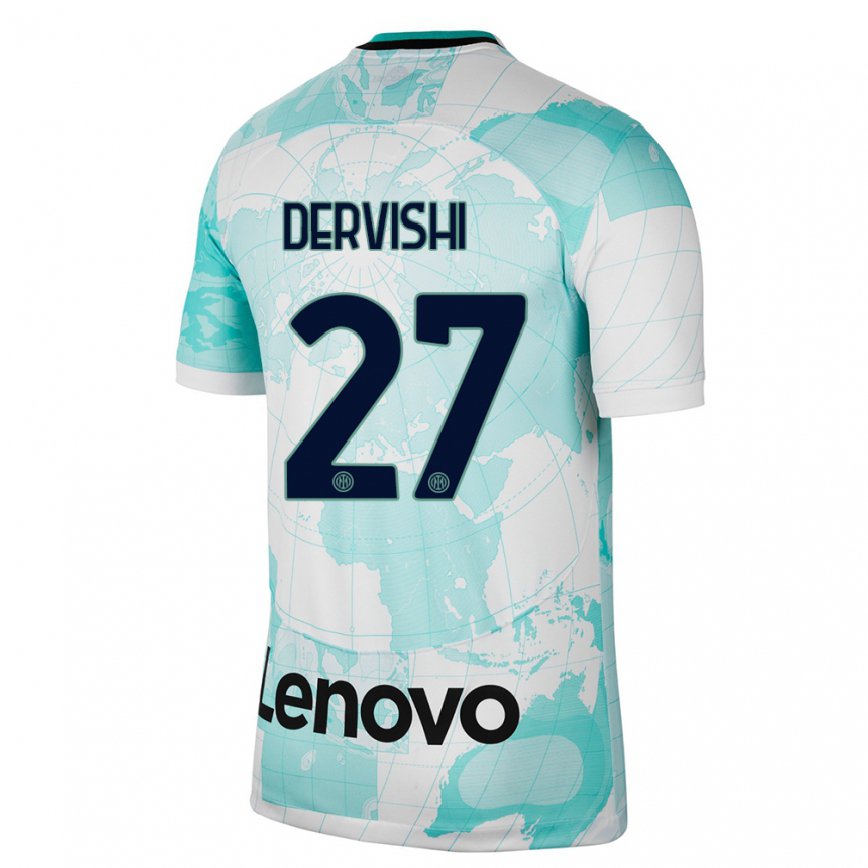 レディースフットボールクリスチャン・デルヴィシ#27ライトグリーン白サードユニフォームシャツ2022/23ジャージーユニフォーム