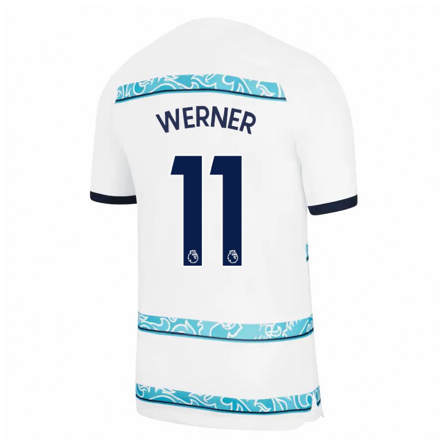 レディースフットボールティモ・ヴェルナー#11ホワイトライトブルーサードユニフォームシャツ2022/23ジャージーユニフォーム