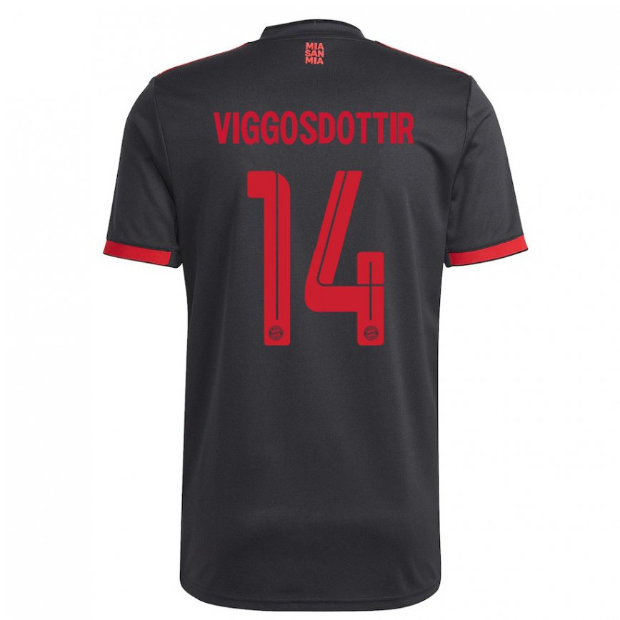 レディースフットボールグロディス・ペルラ・ヴィゴスドッティル#14黒と赤サードユニフォームシャツ2022/23ジャージーユニフォーム