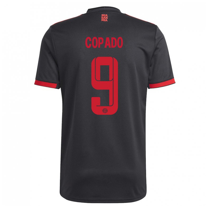 レディースフットボールルーカス・コパド#9黒と赤サードユニフォームシャツ2022/23ジャージーユニフォーム